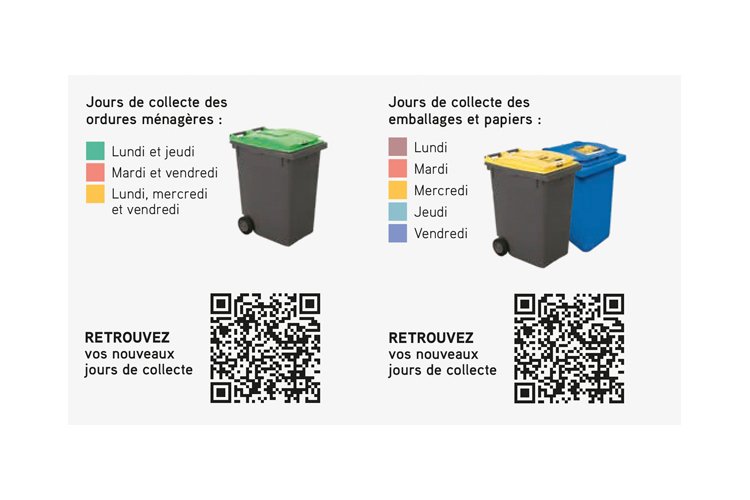 NOUVEAUX JOURS DE COLLECTE DES DÉCHETS MÉNAGERS ET RECYCLABLES