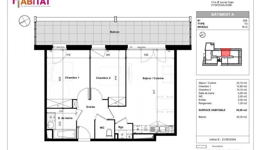 LE CLOS GERSOIS appt T3  en location-accession  31100 Toulouse- secteur Fontaine Lestang