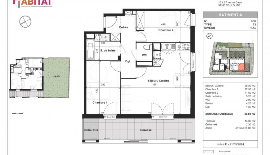 LE CLOS GERSOIS appt  T3  en location-accession 31100 Toulouse- secteur Fontaine Lestang