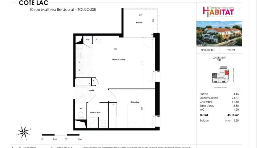 CÔTE LAC appt  T2  en location-accession* 31100 Toulouse- secteur Lafourguette