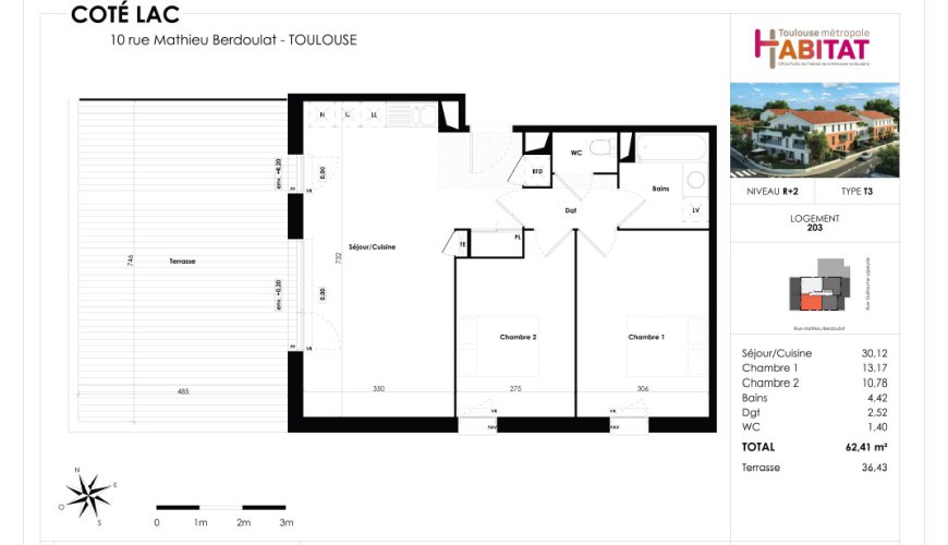 CÔTE LAC appt  T3  en location-accession* 31100 Toulouse- secteur Lafourguette