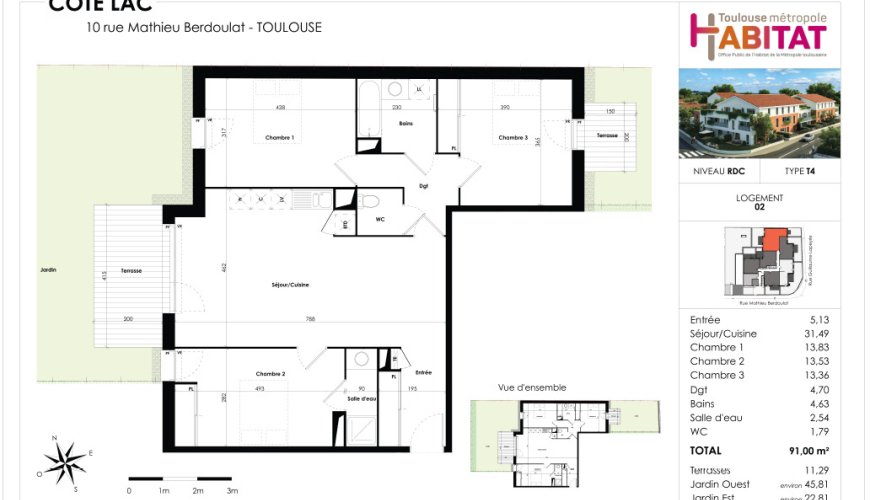 CÔTE LAC appt  T4  en location-accession* 31100 Toulouse- secteur Lafourguette