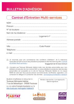 Contrat entretien multi-services - Souscription